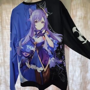 Anime Print Men's Sweatshirt - Blue & Black